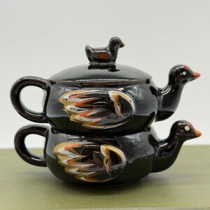 Vintage Stackable Mallard Duck Salt Pepper Shakers Japan Royal Sealy